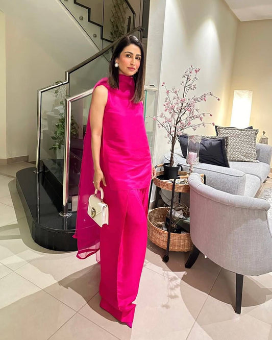 Fendi Silk Pink Color Patiala Style Salwar Suit