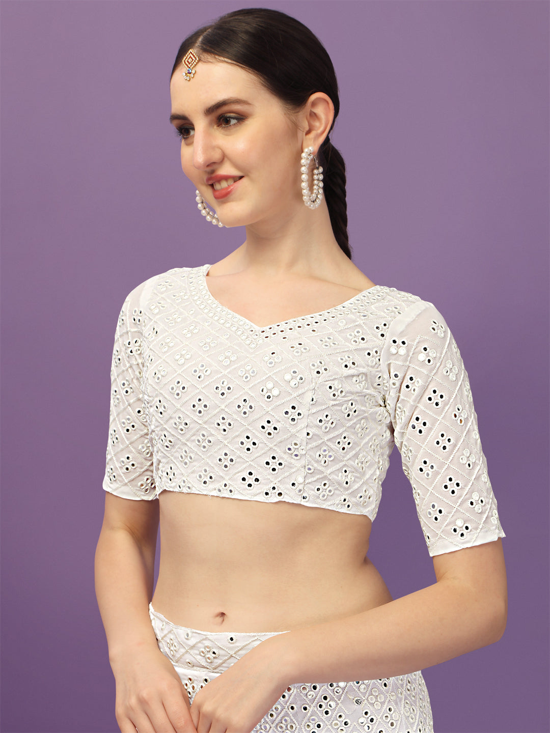 Exclusive White Color Embroidered Work Lehenga Choli