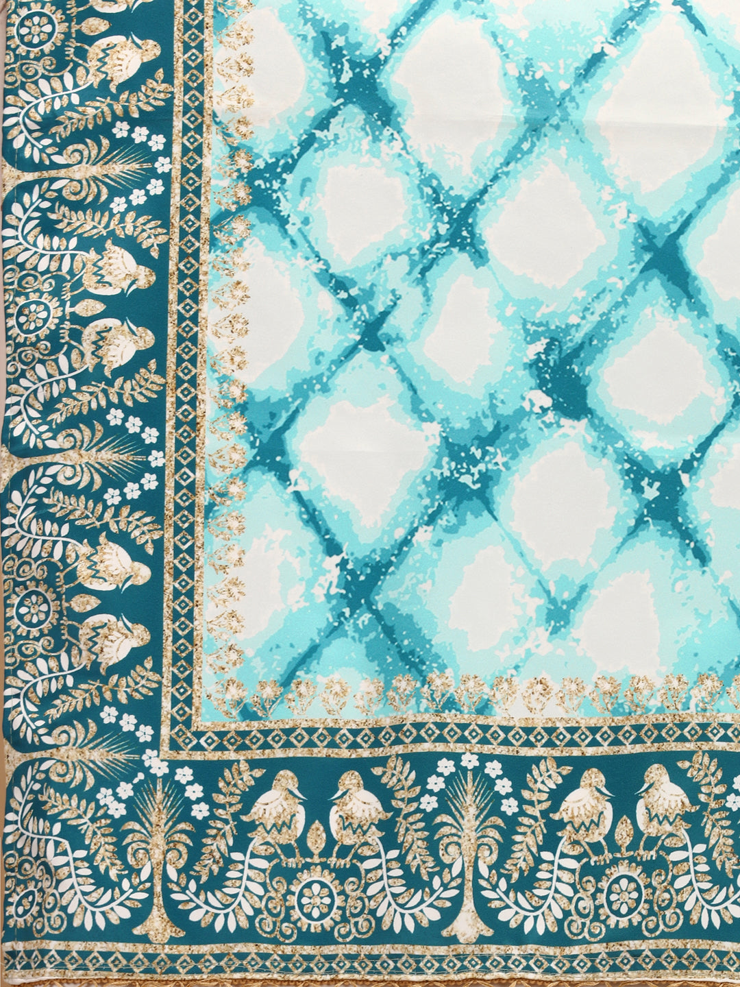 Digital Printed Sky Blue Color Crushed Lehenga Choli