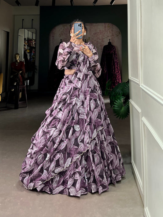 Delightful Tabby Silk Purple Color Lehenga Choli