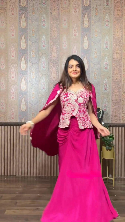 Fantastic Pink Color Skirt With Koti