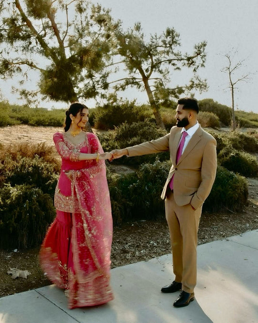 Attractive Simmer Silk Pink Color Sharara Suit