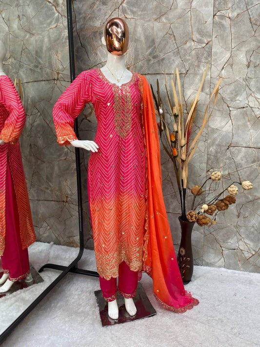 Shilpa Shetty Bollywood Pink With Orange Color Salwar Suit