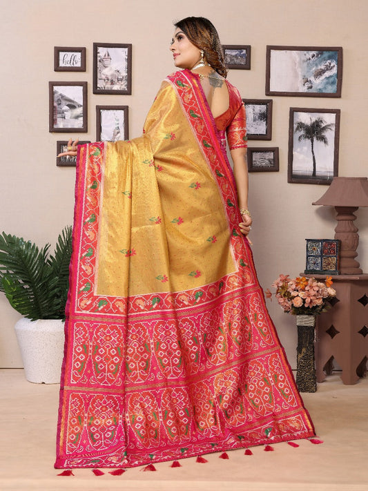 Presenting Tissue Silk Mustard Color Saree