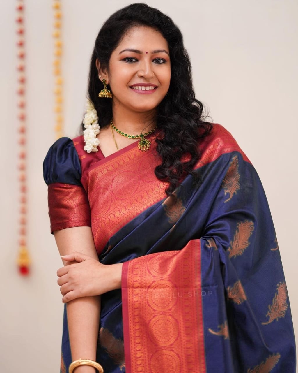 Beautiful Designer Blue Color Coper Jari Design Soft Silk Saree