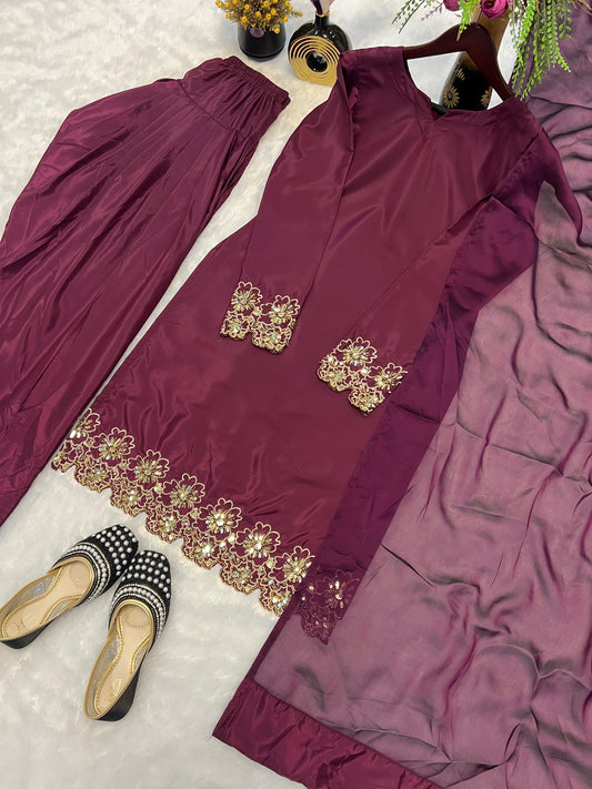 Marvelous Wine Color Salwar Suit