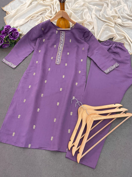 Elegant Roman Sequence Lavender Color Salwar Suit