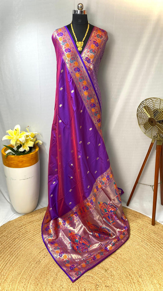 Marvelous Paithani Silk Purple Color Saree