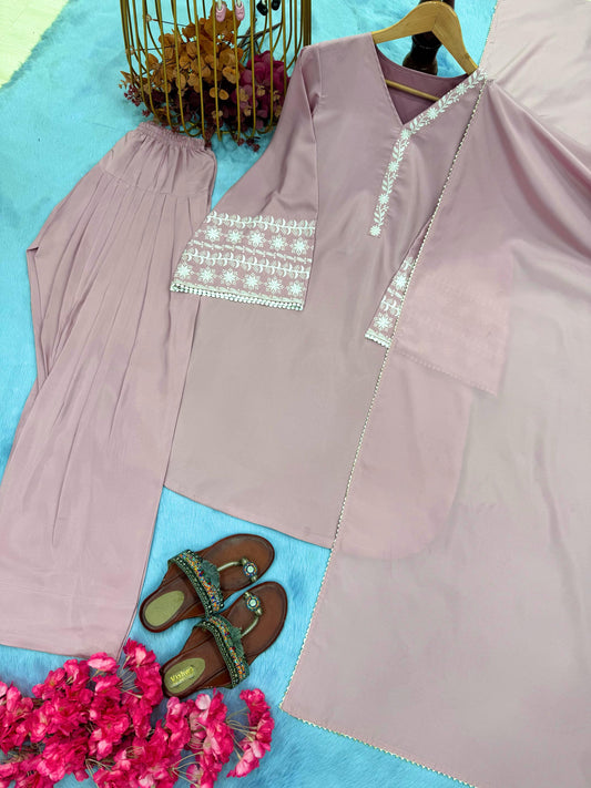Pretty Light Pink Palazzo Suit With Dupatta