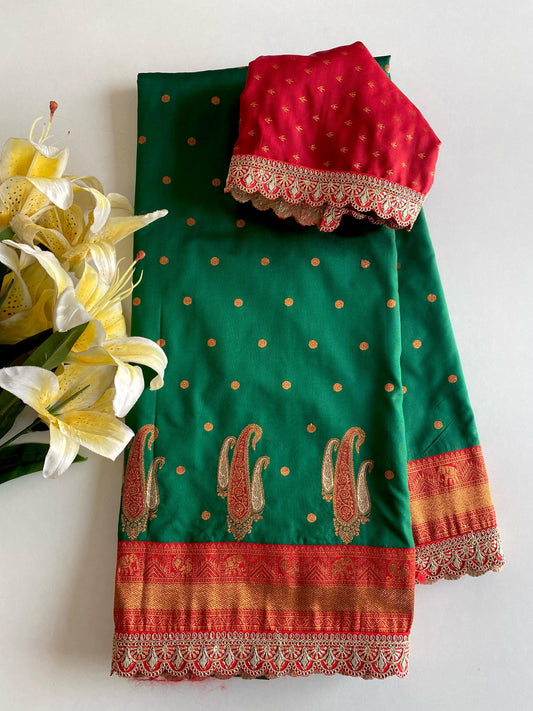 Peaceful Paithani Silk Green Color Saree