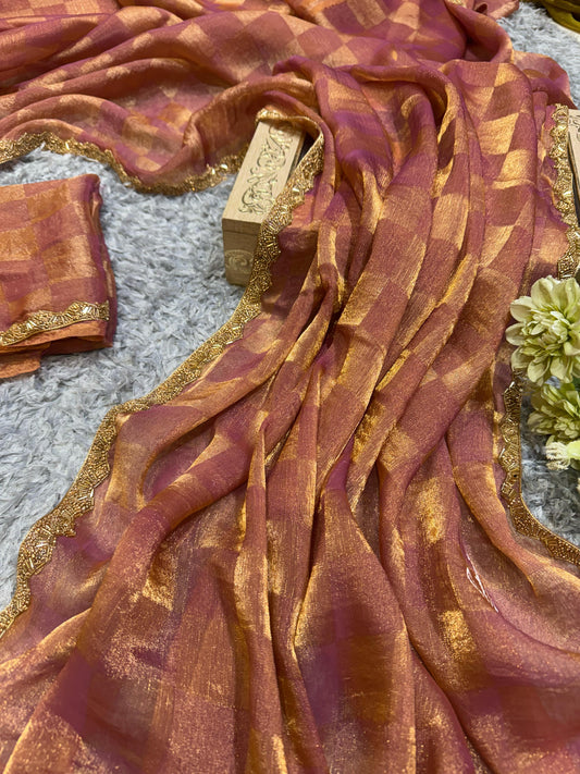 Demanding Box Katdana Orange Color Saree