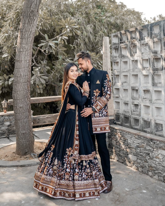 Party Wear Heavy Work Black Color lehenga choli