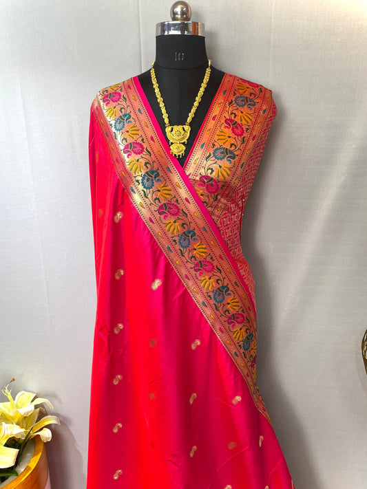 Marvelous Paithani Silk Pink Color Saree