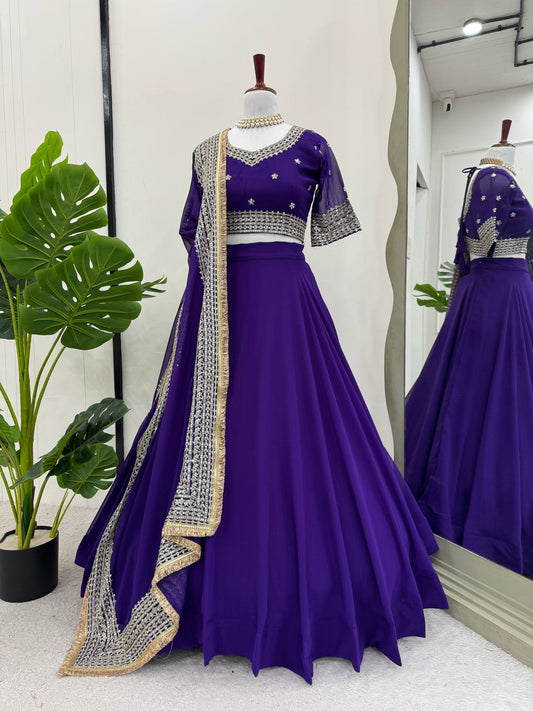 Designer Sequence Work Purple Color Lehenga Choli