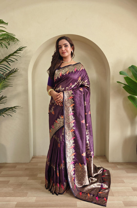 Traditional Wear Wine Color Silk Saree