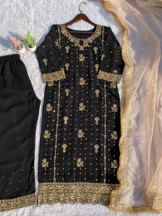 Outstanding Georgette Black Color Salwar Suit