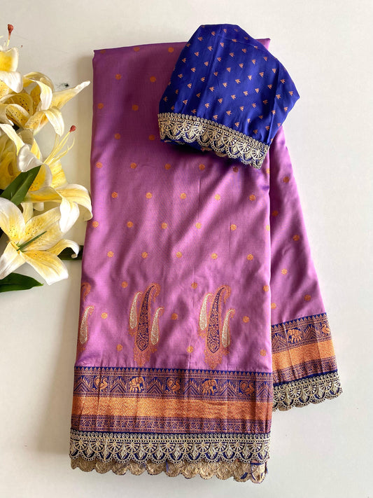 Peaceful Paithani Silk Lavender Color Saree