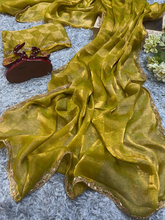 Demanding Box Katdana Lemon Color Saree