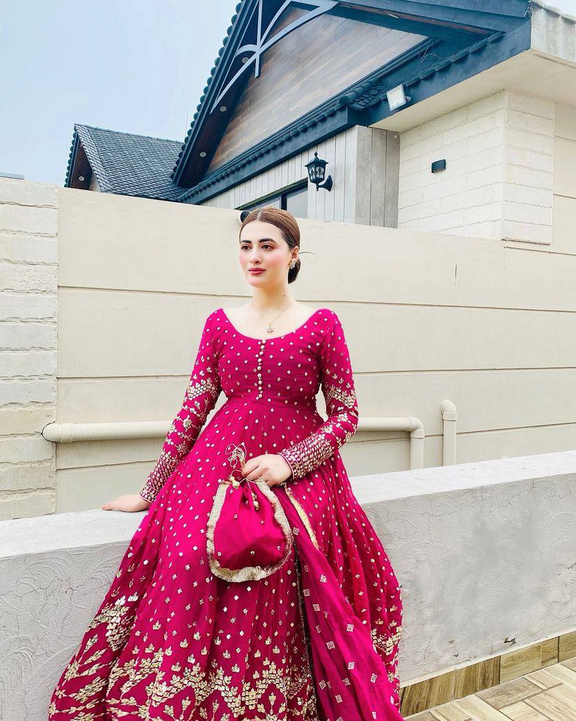 Charming Georgette Red Color Gown With Dupatta