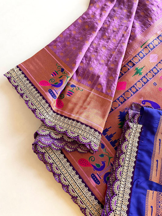 Ravishing Lavender Color Paithani Silk Saree