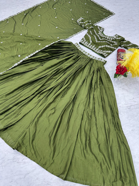 Fashionable Chinon Sequence Work Perrot Color Lehenga Choli