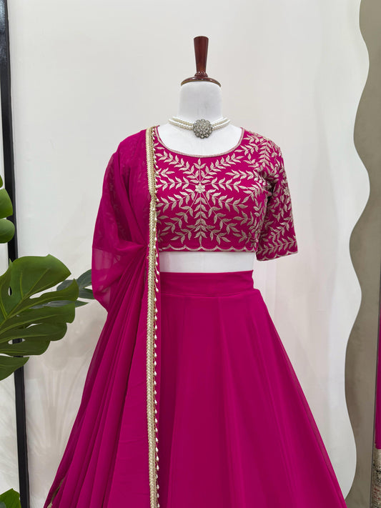 Function Wear Heavy Work Pink Color Lehenga choli