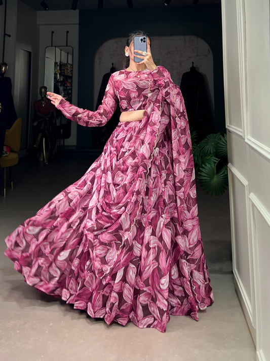 Delightful Tabby Silk Pink Color Lehenga Choli