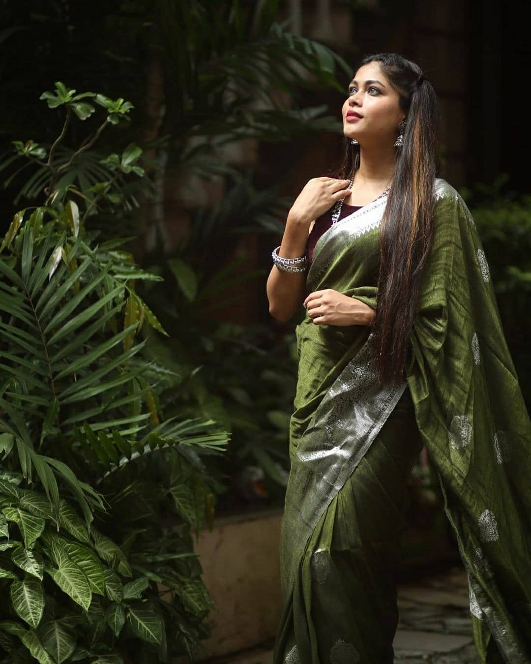 Mehendi Color Banarasi Silk Saree