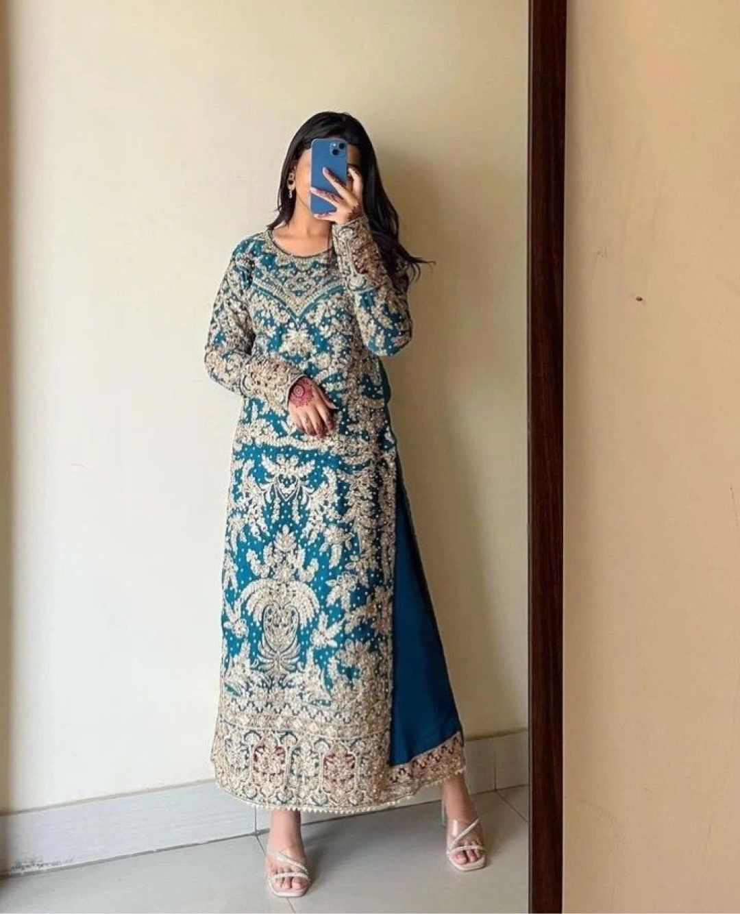Captivating Heavy Embroidery Work Blue Color Palazzo With Dupatta Set