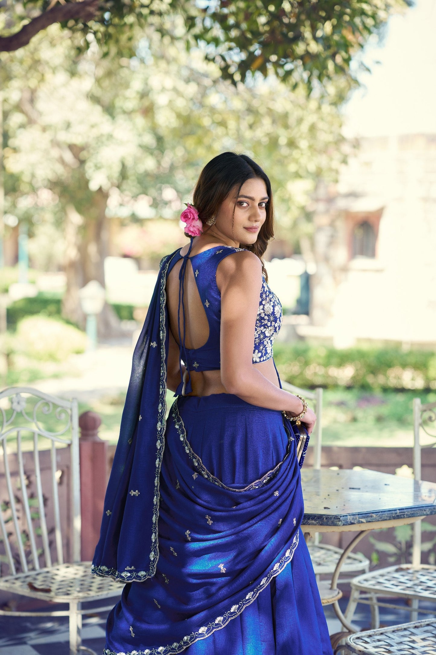 Wedding Wear Royal Blue Color Thread Embroidery Work Designer Lehenga Choli