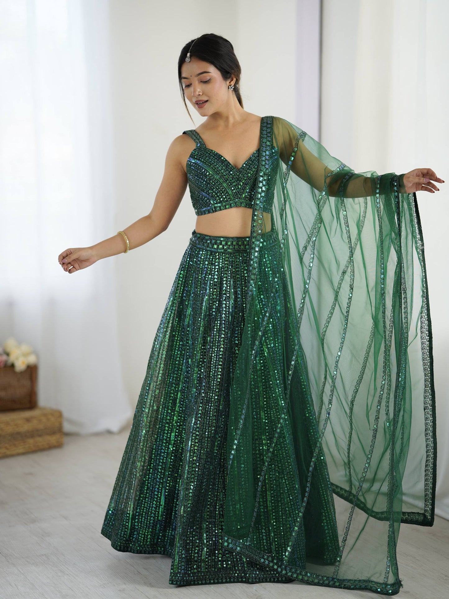 Beautiful Green Color Embroidered Work Designer Lehenga Choli