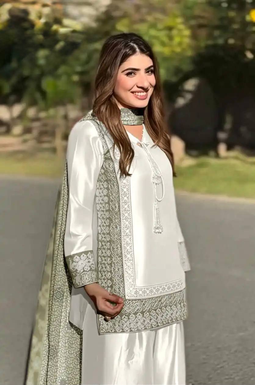 Designer Wedding Wear Heavy Natural Silk Palazzo Suit
