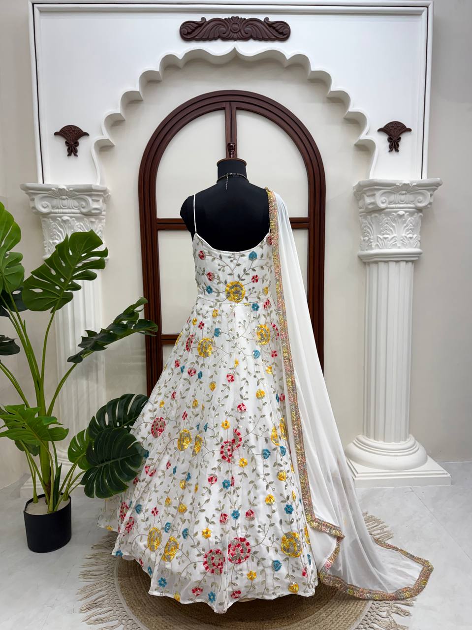 Neha Wedding Wear Off White Color Thread Work Designer Anarkali Suit