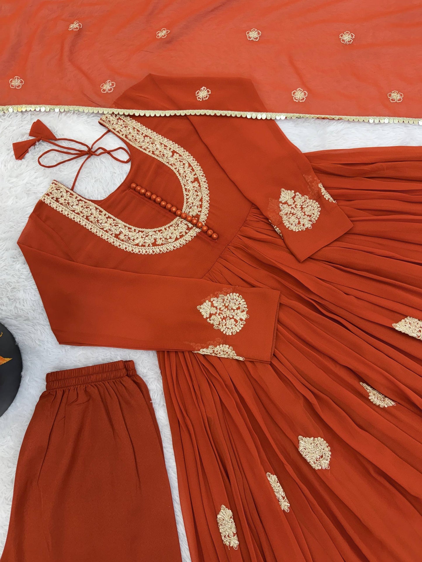 Preferable Orange Color Heavy Micro Cotton Anarkali Gown