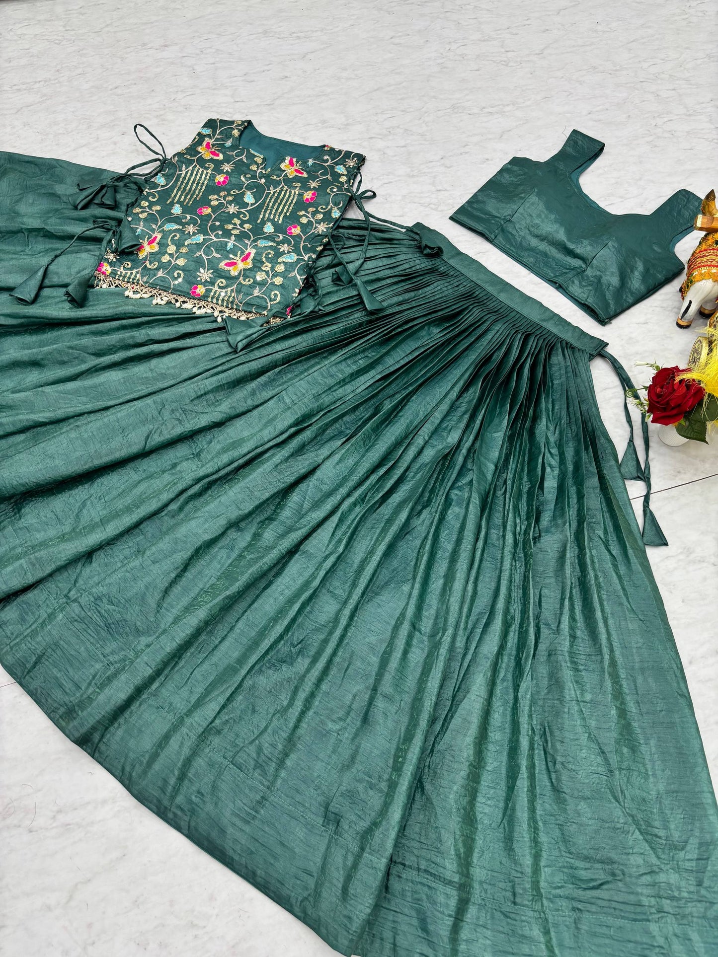 Superhit Blue Color Sequence Embroidered Lehenga With Shrug