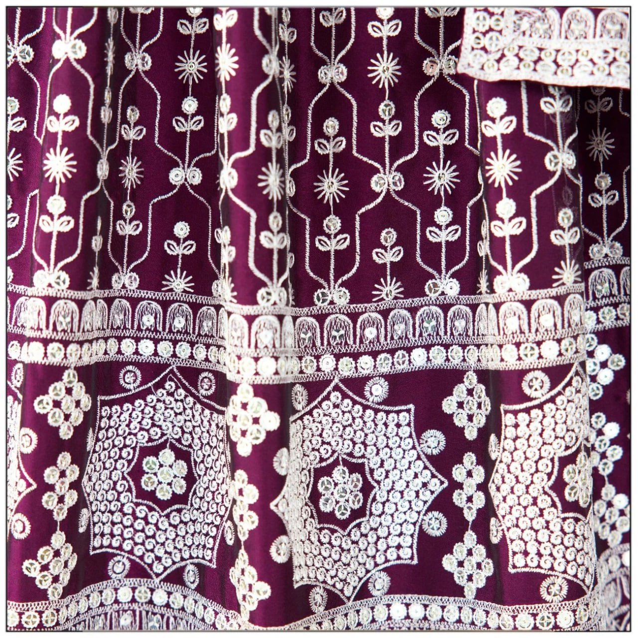 Dazzling Purple Color Cotton Thread Work Lehenga Choli