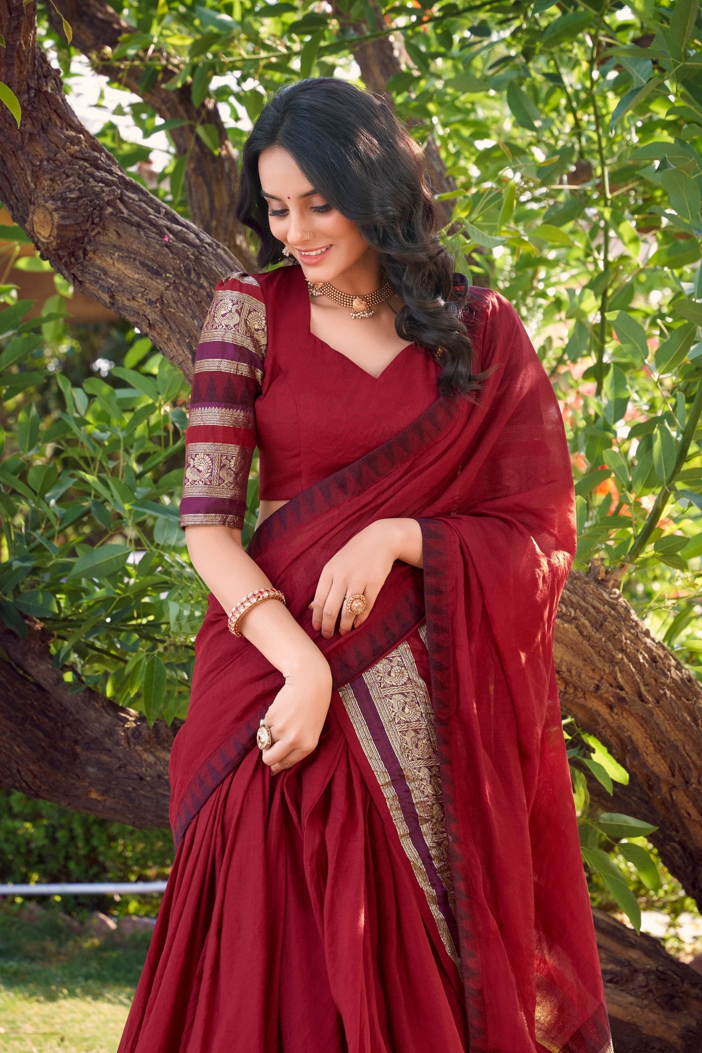 Latest Maroon Color Pure Chanderi Plain With Zari Weaving Work Border Lehenga Choli