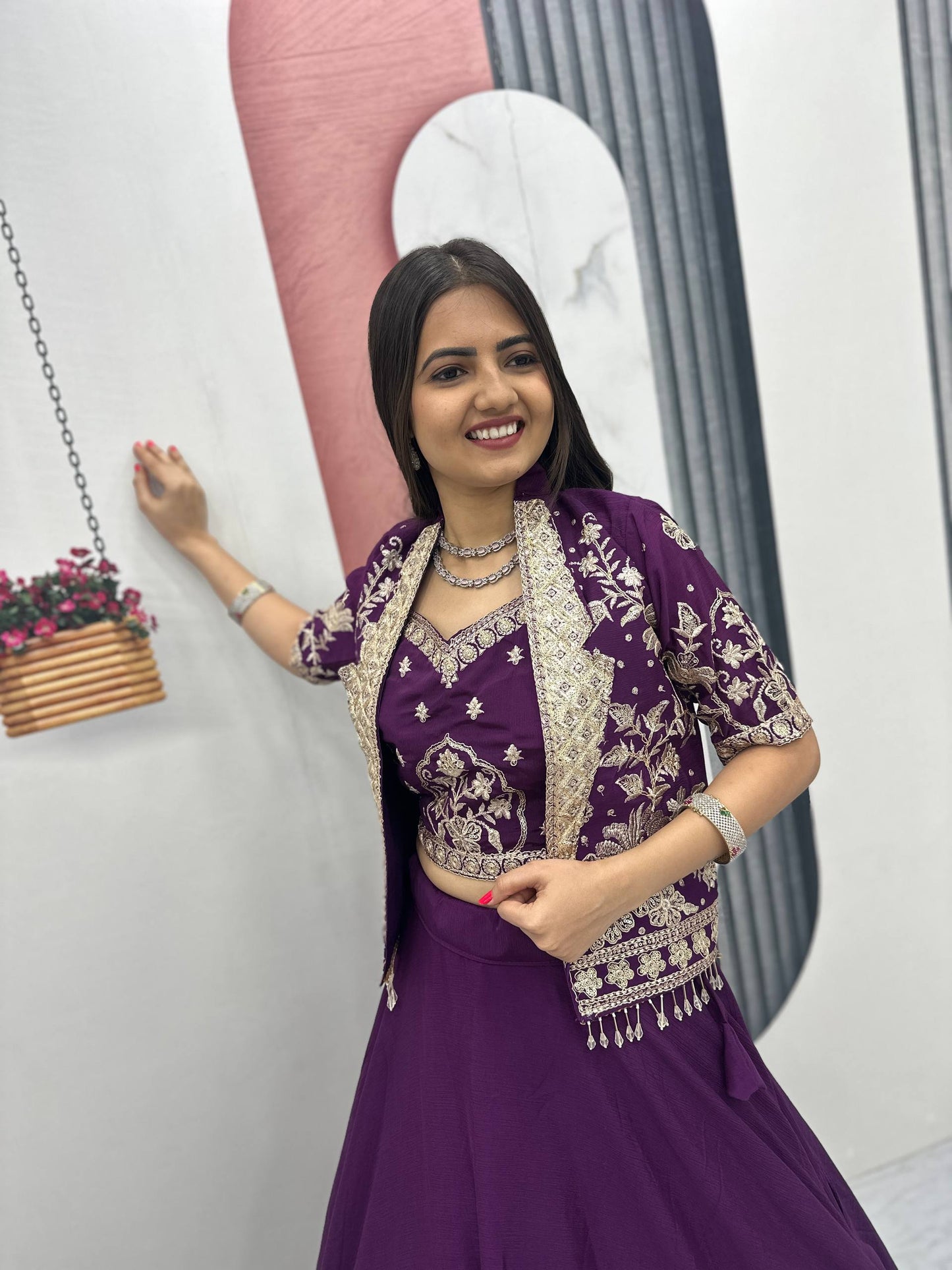 Function Wear Purple Color Sequence Embroidery Lehenga Choli Set