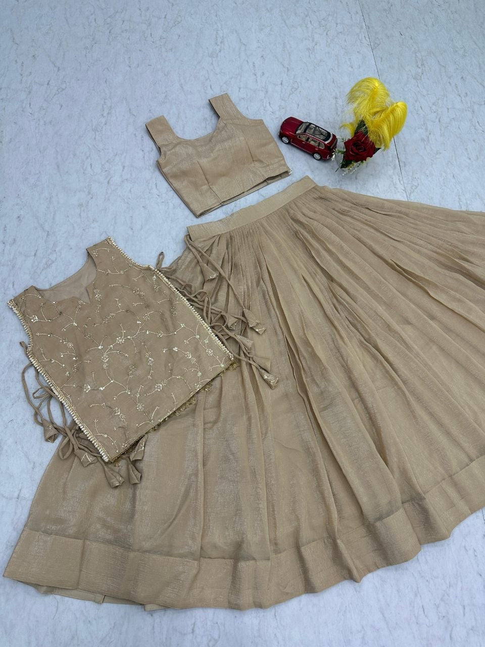 Engagement Wear Beige Color Sequence Lehenga With Jacket