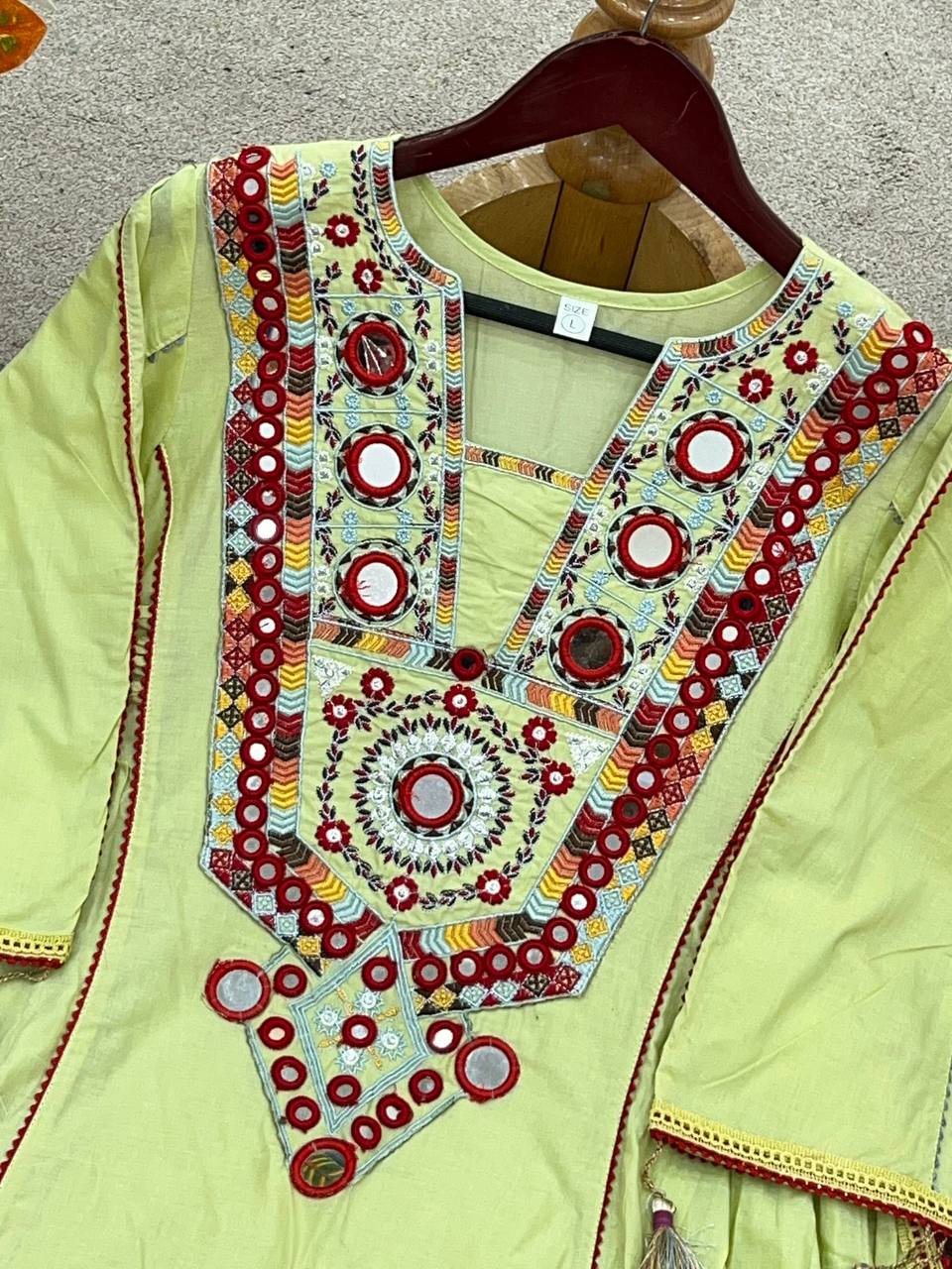 Green Color Pure Khadi Cotton Designer Co-ord Set