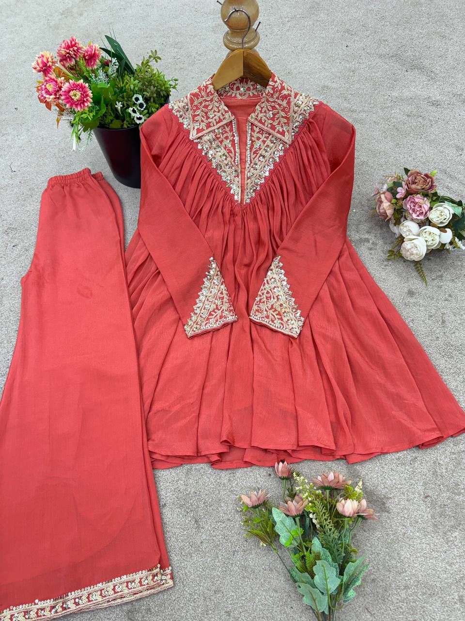 Arti Chauhan's Peach Color Designer Co-Ord Set