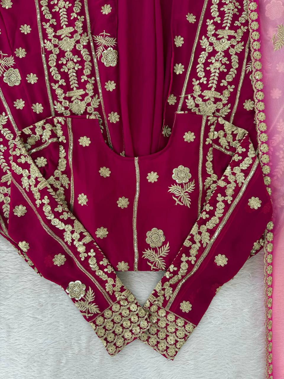 Yankita Kapoor Mulit Color Georgette Thread Work Top With Lehenga Set