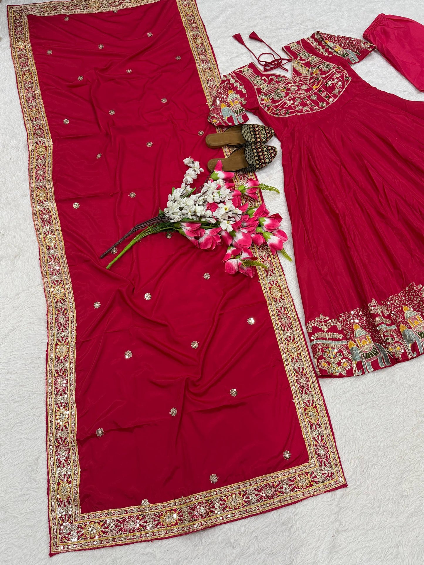 Fancy Pink Color Sequence Embroidered Anarkali Suit With Dupatta