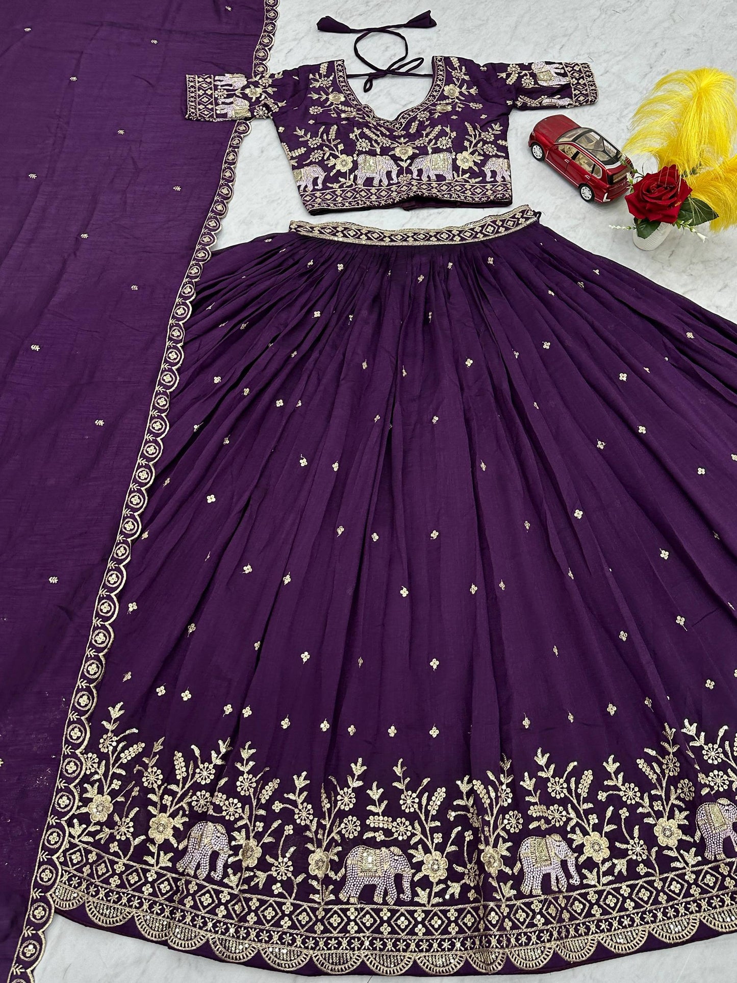 Designer Purple Color Thread And Sequence Work Lehenga Choli Set