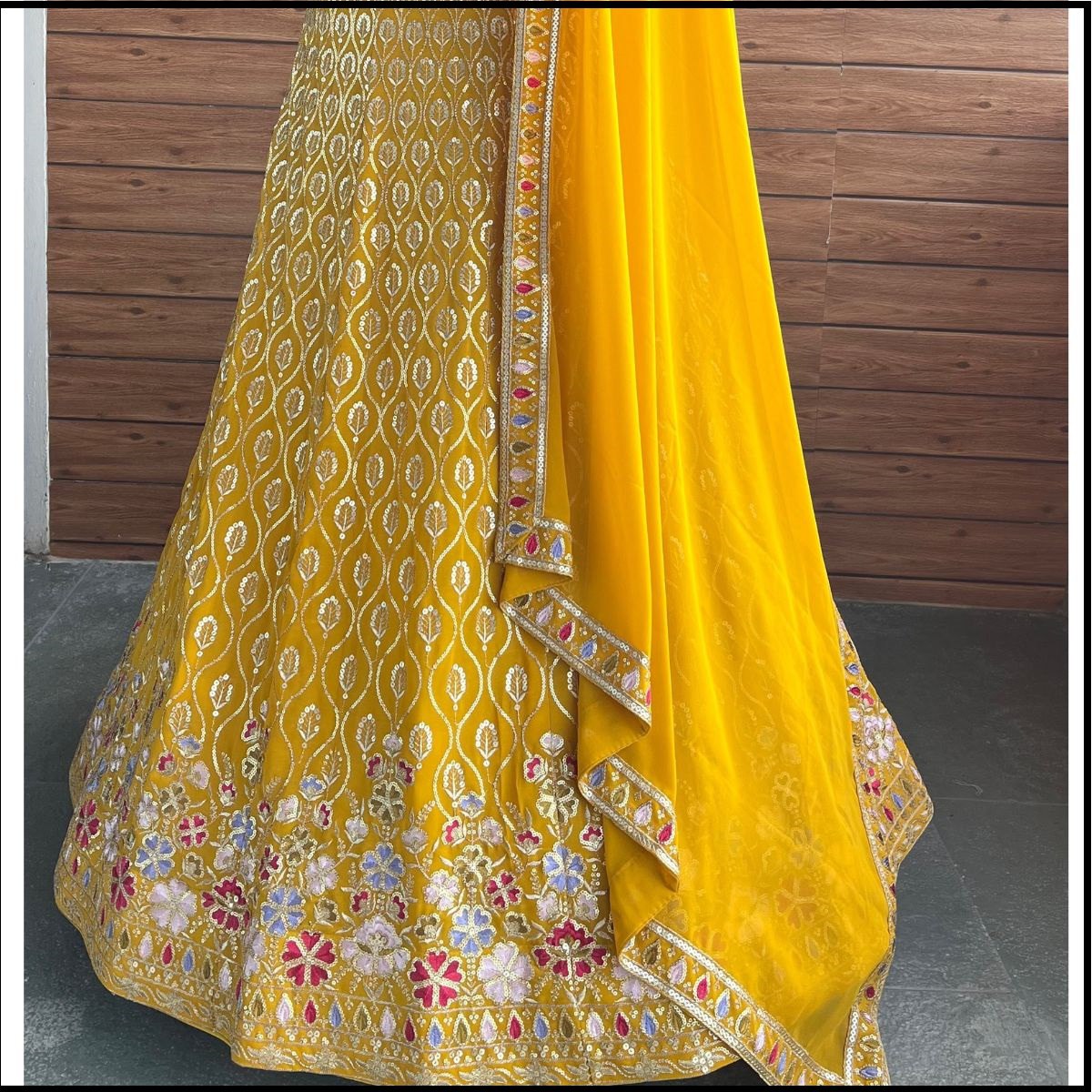 Haldi Special Yellow Sequence Embroidered Work Lehenga Choli