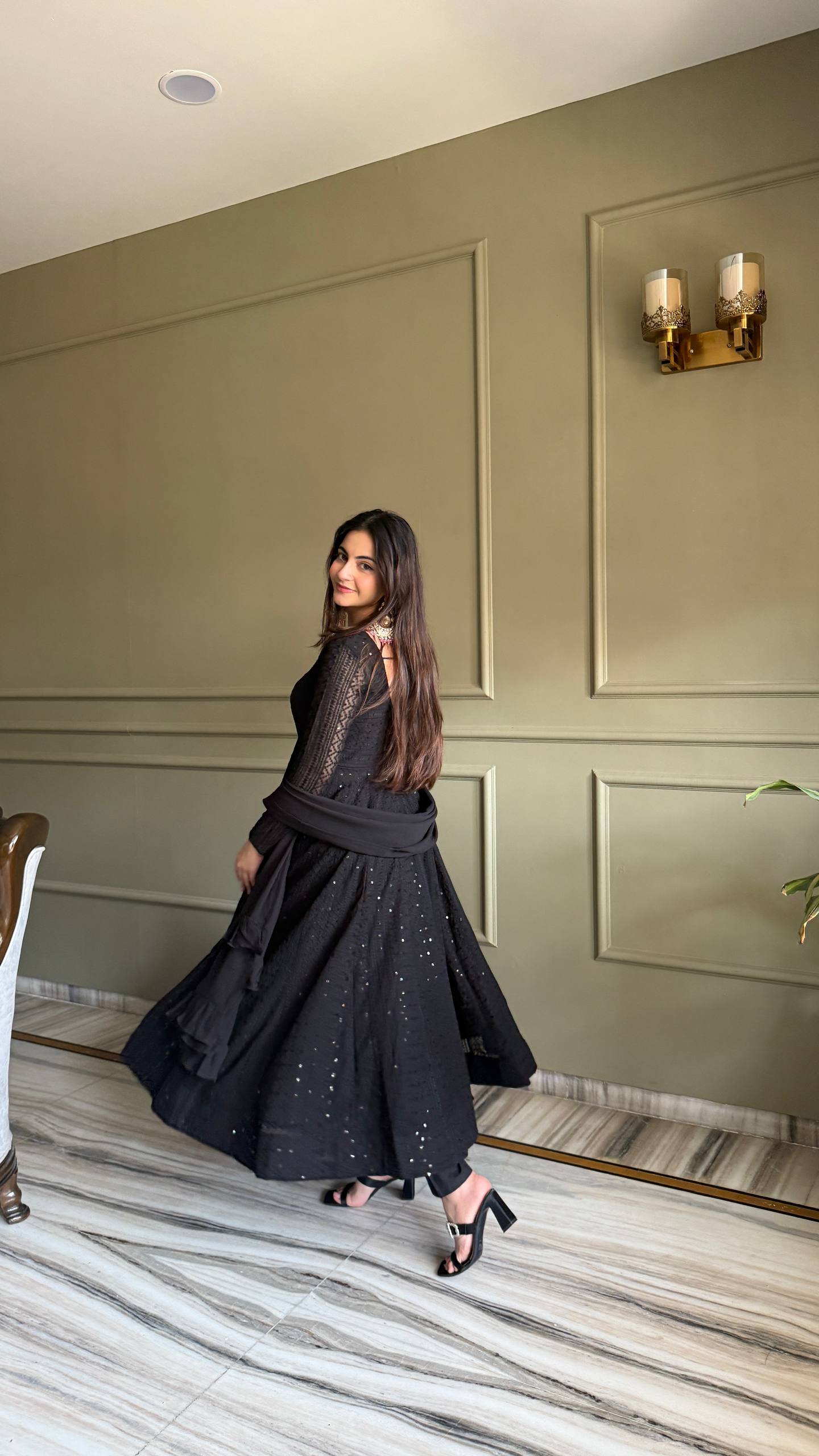 Fancy Black Color Sequence Thread Work Anarkali Gown