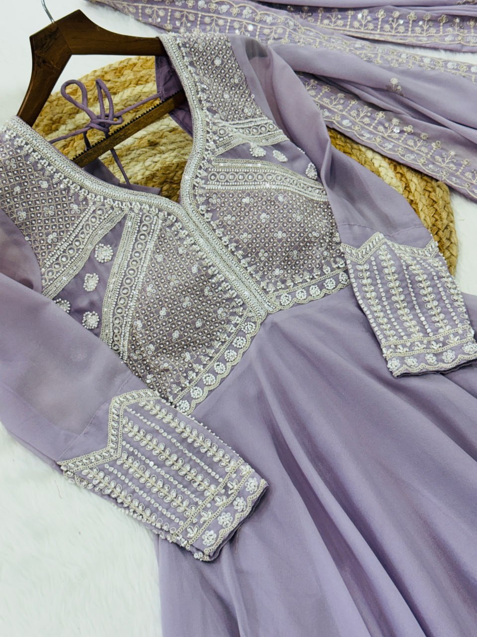 Ravishing Purple Color Sequence Embroidered Desinger Gown With Dupatta