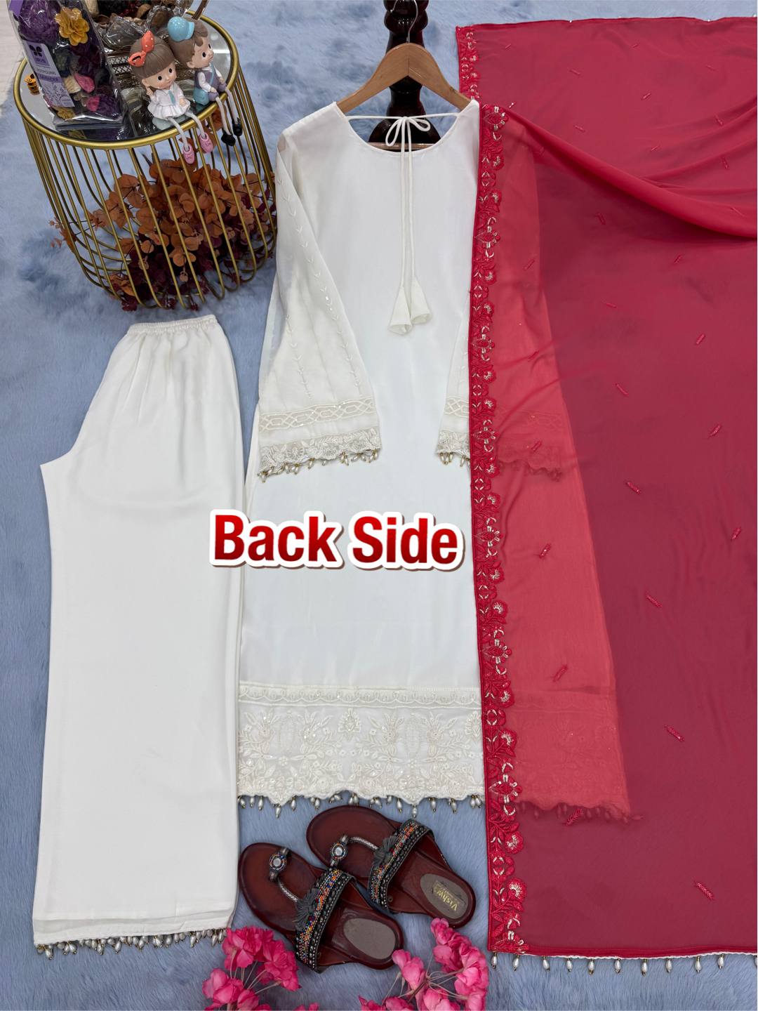 Party Wear Off White Color Heavy Faux Georgette With Embroidery And Sequin Work Salwar Suit