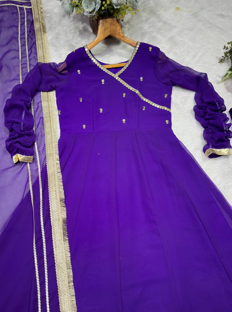 Dazzling Purple Color Sequence Embroidered Gown With Dupatta