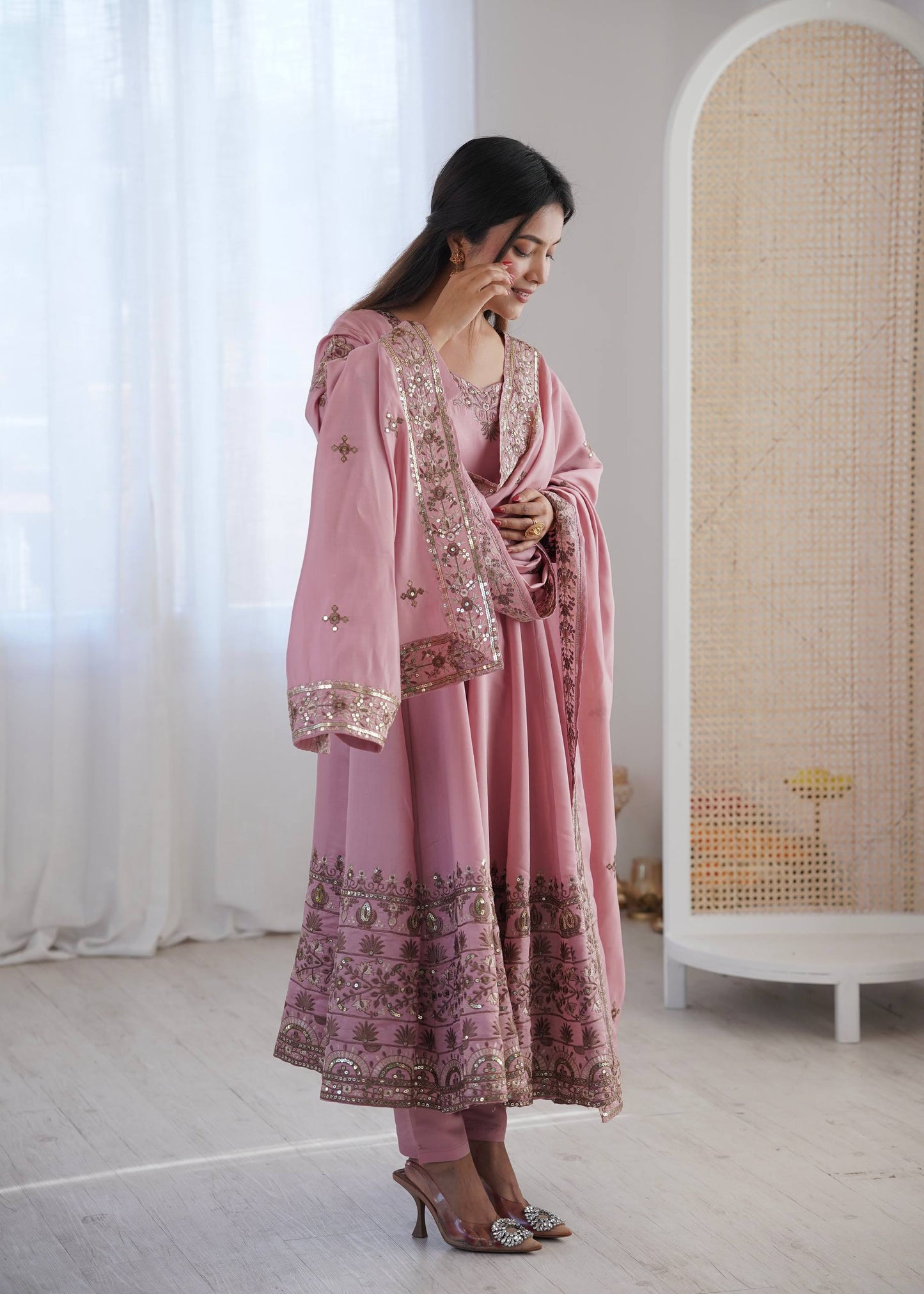 Luxuriant Pink Color Sequence Embroidered Anarkali Suit With Dupatta